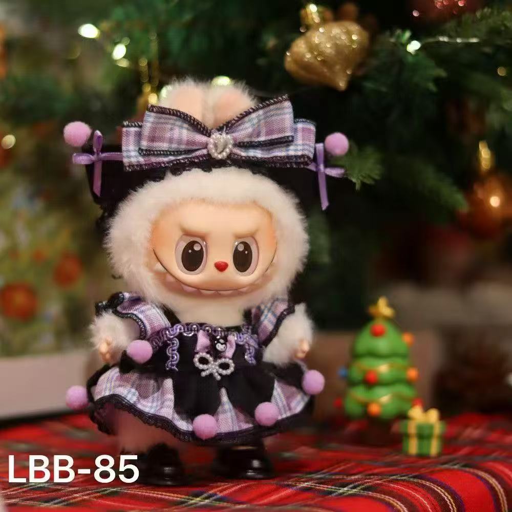 🎀 Labubu Holiday Gothic Dress Set – Plaid Bow Edition