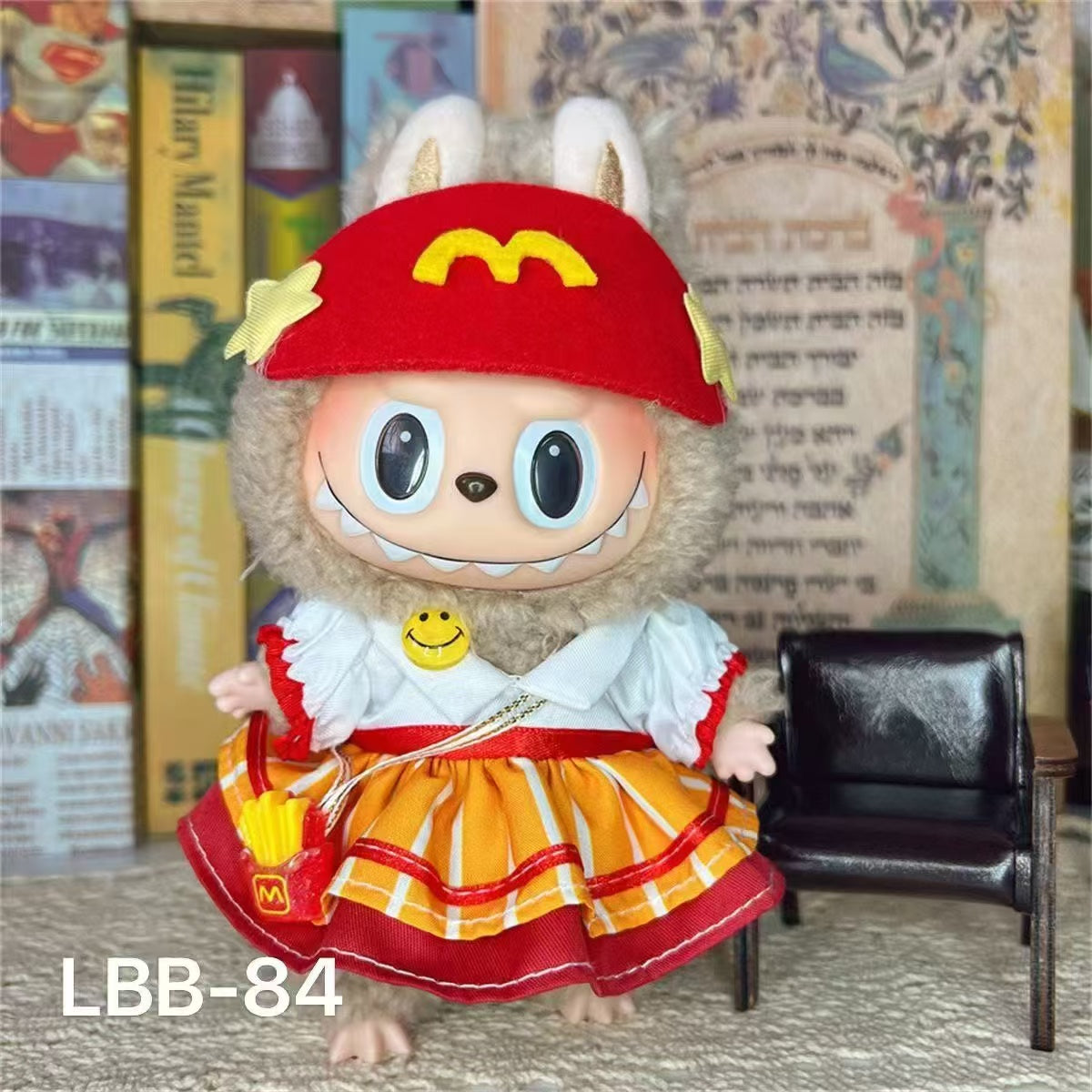 🍟 Labubu Fast Food Cheer Outfit – Mc-Inspired Skirt & Cap Set