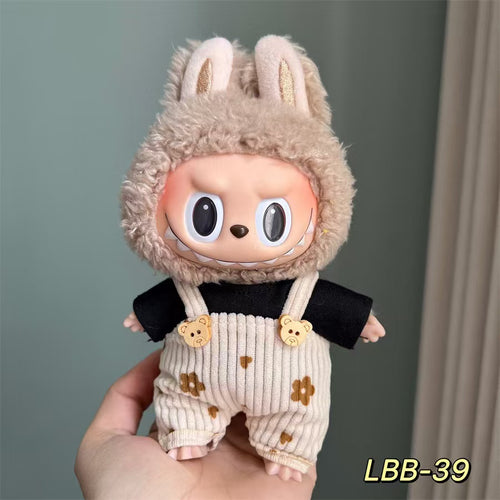 🐻 Labubu Bear Corduroy Set – Cream Overalls with Teddy Buttons