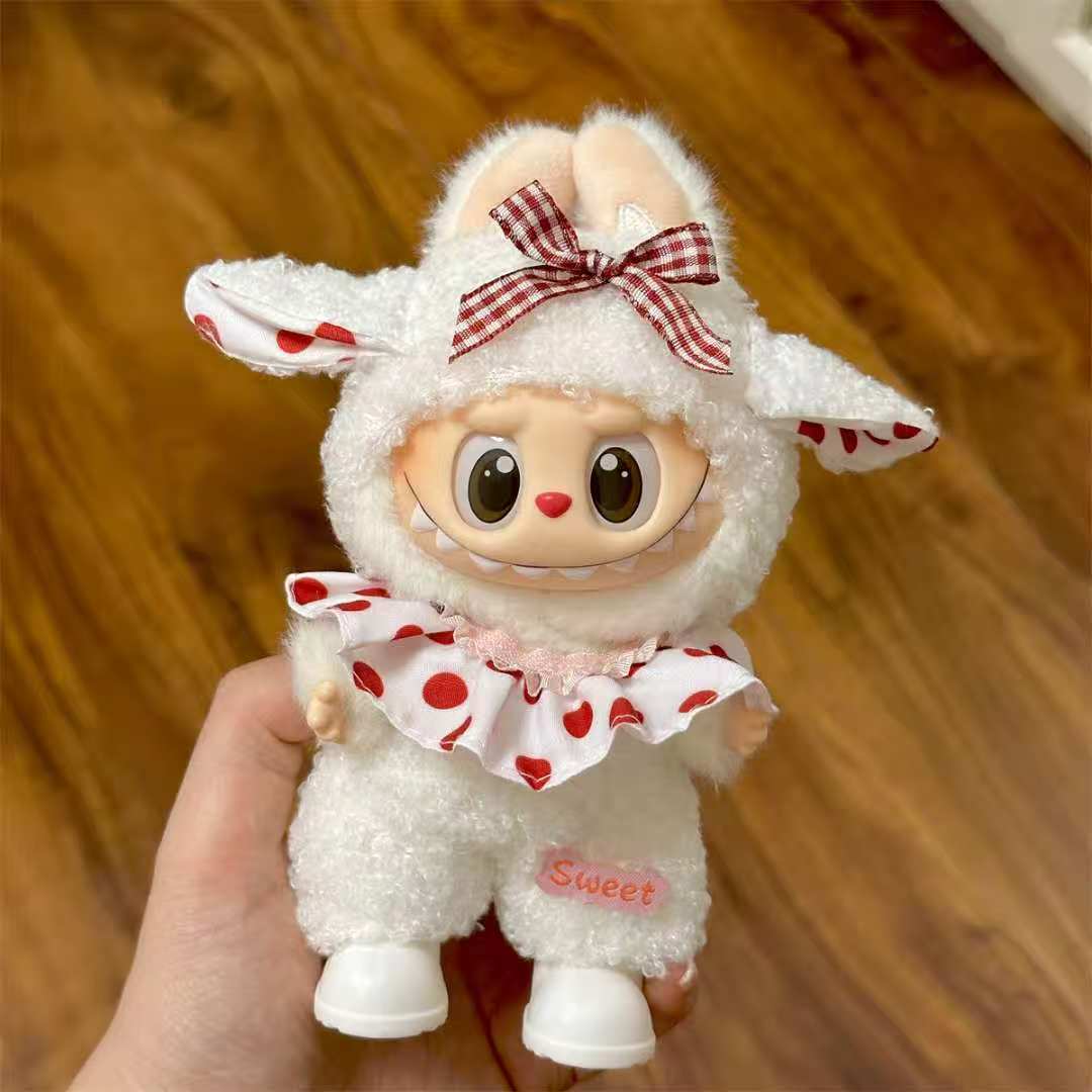 🍒 Labubu Sweet Bunny Onesie – Red Polka Dot Edition